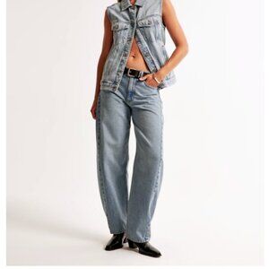Abercrombie Curve Love Mid Rise Barrel Jean